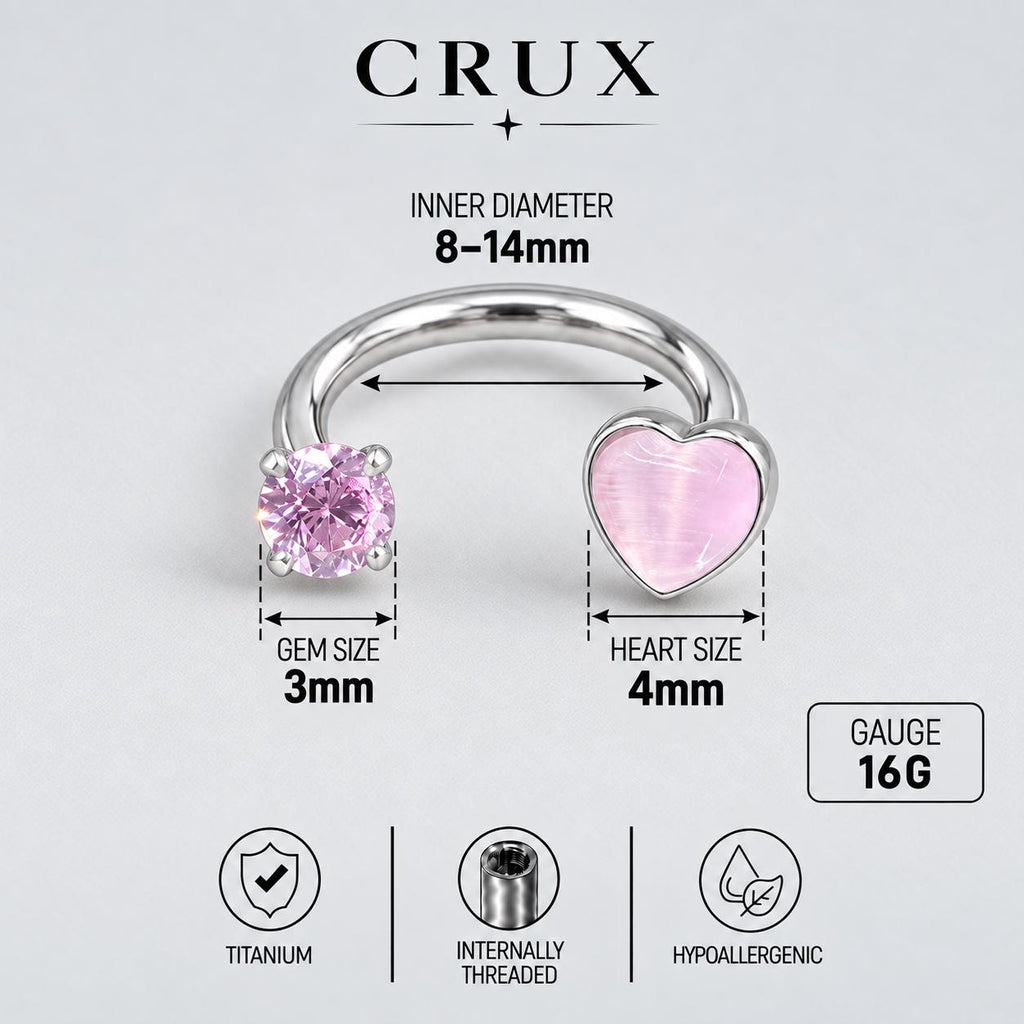 Sweetheart Crystal Titanium Horseshoe Ring detail 13