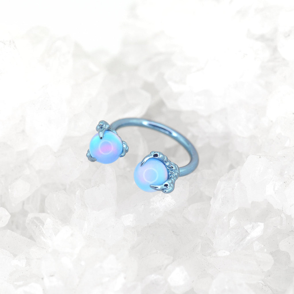 Dragon Claw Opal Titanium Horseshoe Ring detail 6