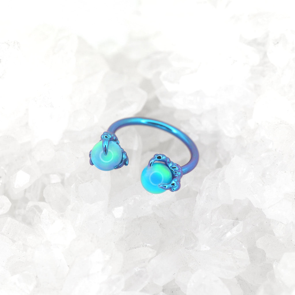 Dragon Claw Opal Titanium Horseshoe Ring detail 8
