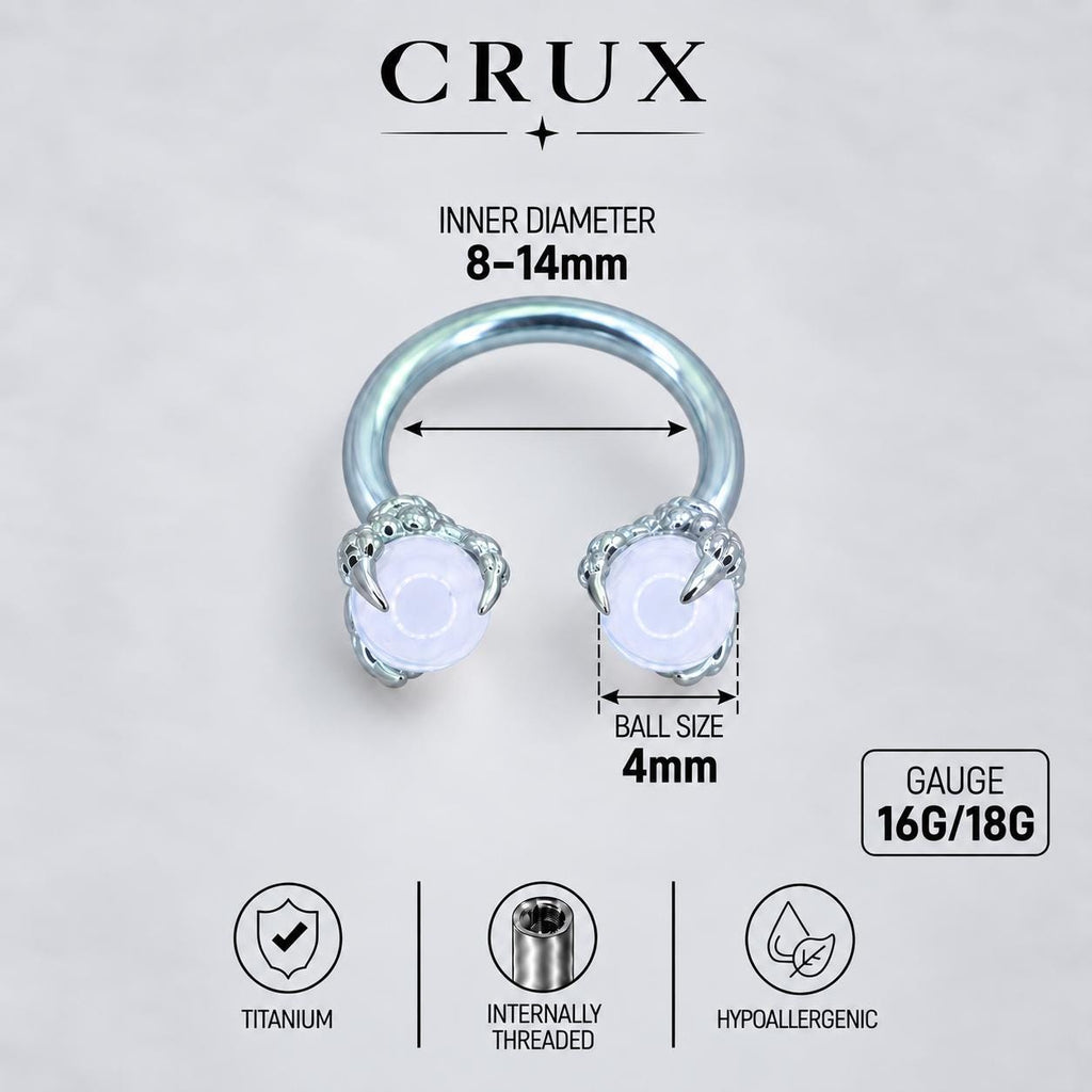 Dragon Claw Opal Titanium Horseshoe Ring detail 14