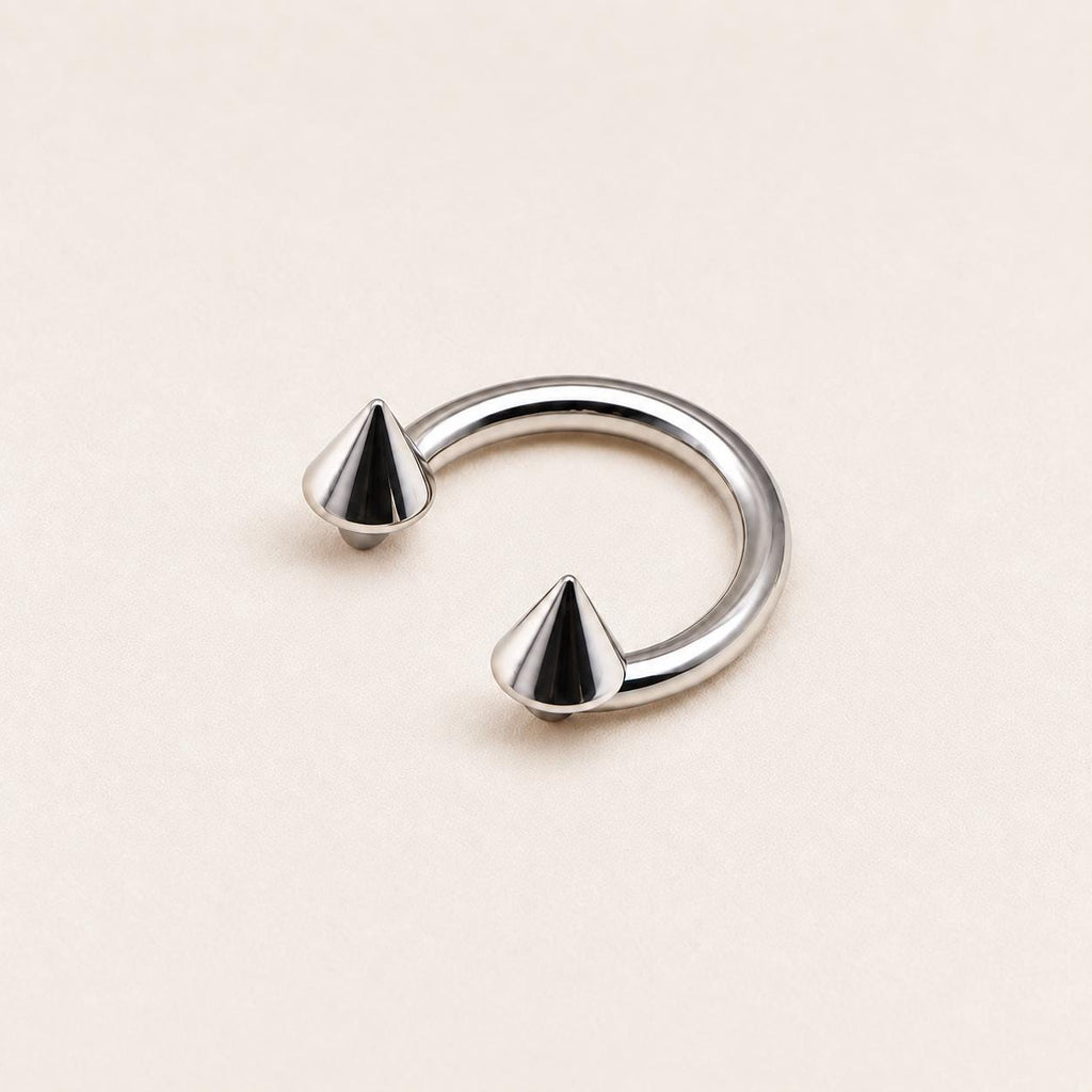 Punk Spike Titanium Horseshoe Ring detail 6