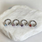 Dragon Claw Gem & Spike Titanium Horseshoe Ring detail 4