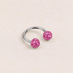 Pave Crystal Ball Titanium Horseshoe Ring detail 13