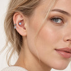 Celestial Dangle Star Titanium Horseshoe Ring detail 2