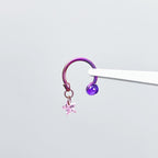 Celestial Dangle Star Titanium Horseshoe Ring detail 7