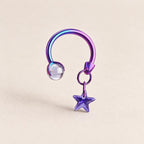Celestial Dangle Star Titanium Horseshoe Ring detail 11