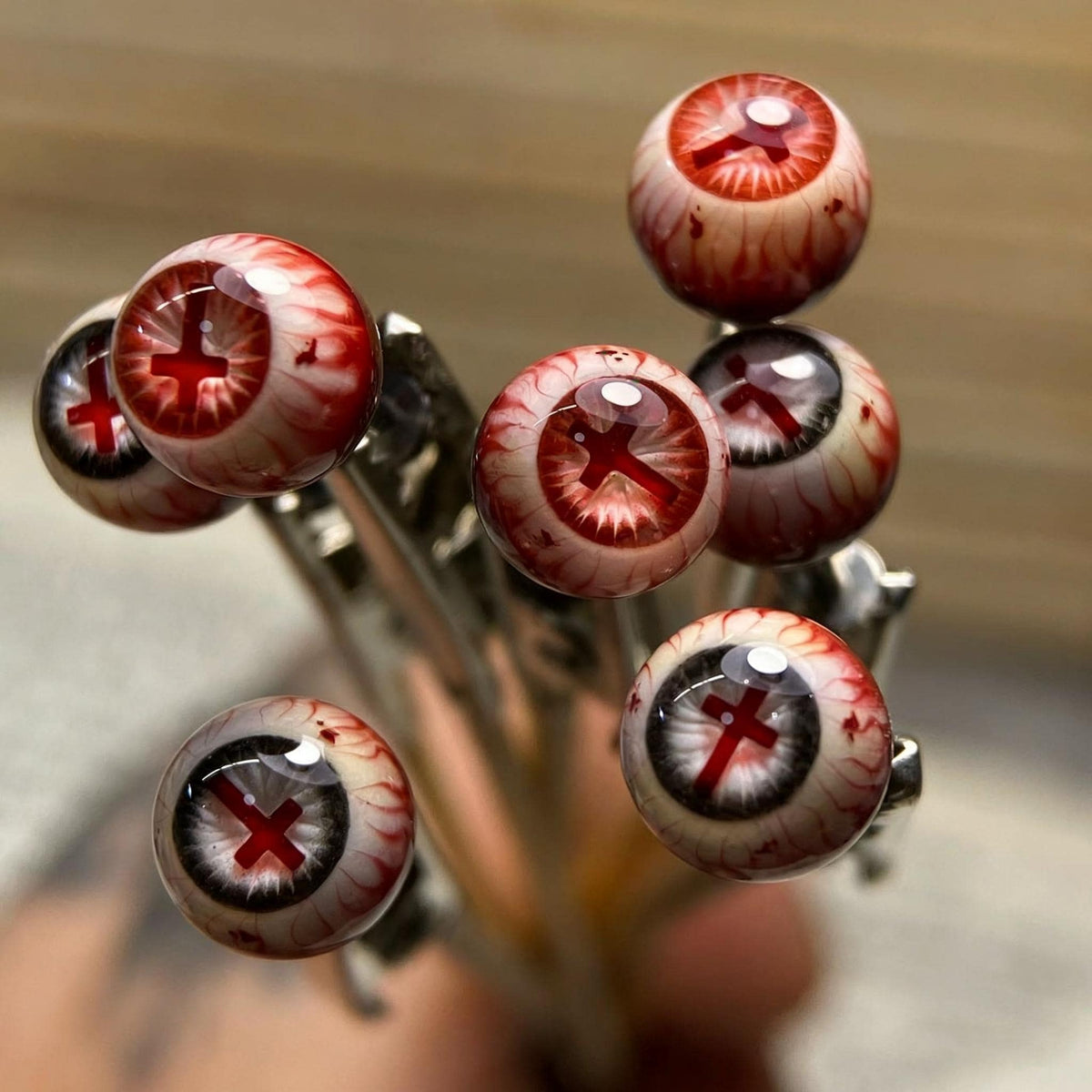 Cthulhu Eye - Bloodshot Cross | Ear/Tongue/Lip Titanium Studs