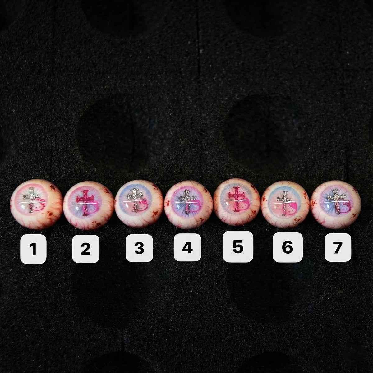 Cthulhu Eye - Pink Kitty Cross | Ear/Tongue/Lip Titanium Studs