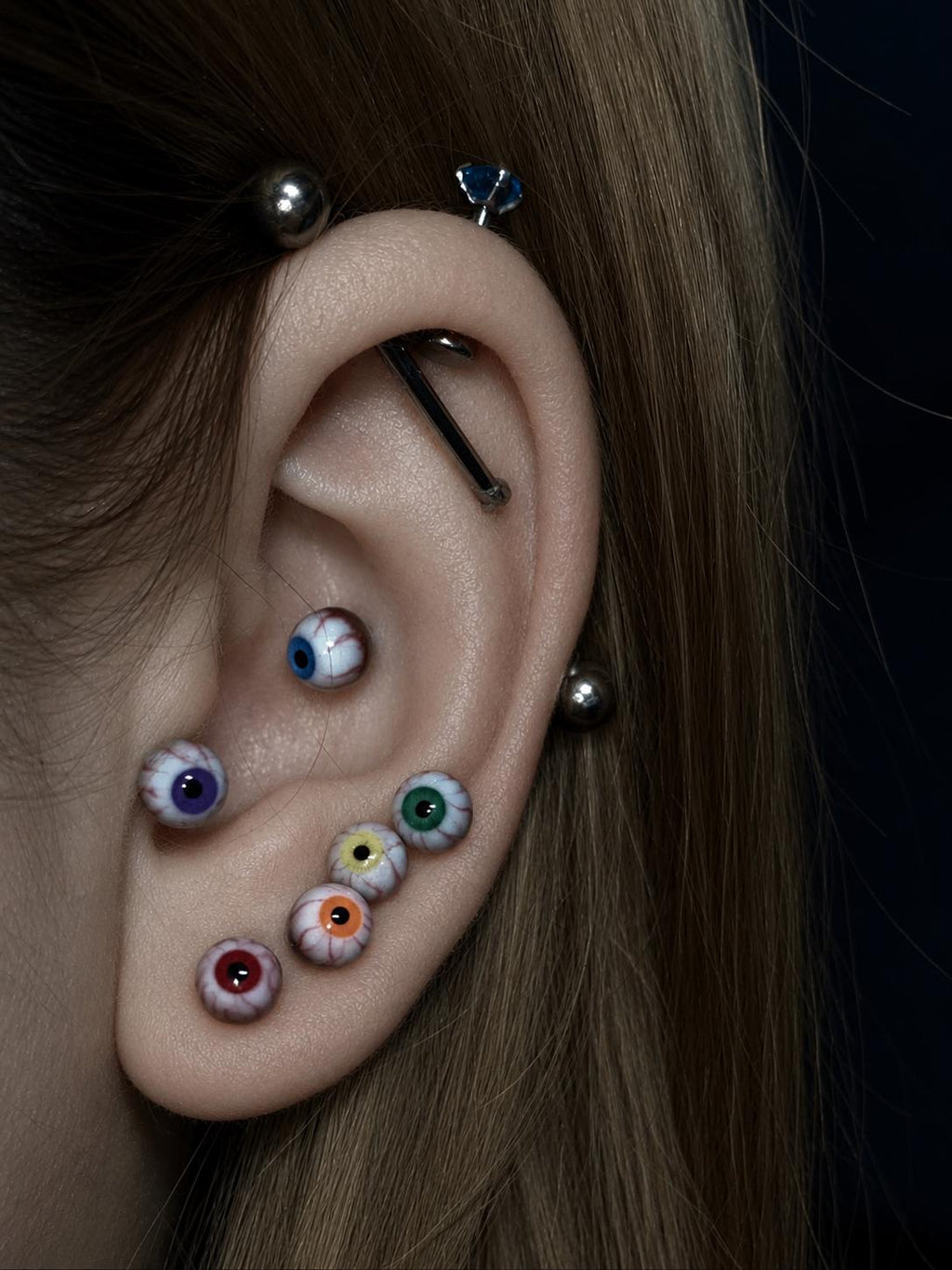 Cthulhu Eye - Solid Iris Custom Color | Ear/Tongue/Lip Titanium Studs