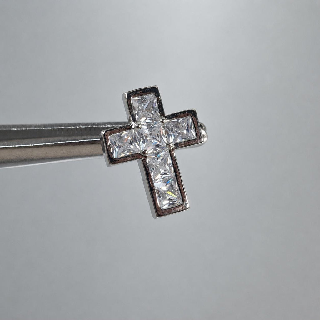 ASTM F136 Titanium Cross Belly Button Ring｜14G Navel Piercing｜Square CZ Navel Ring｜Implant Grade Titanium Jewelry