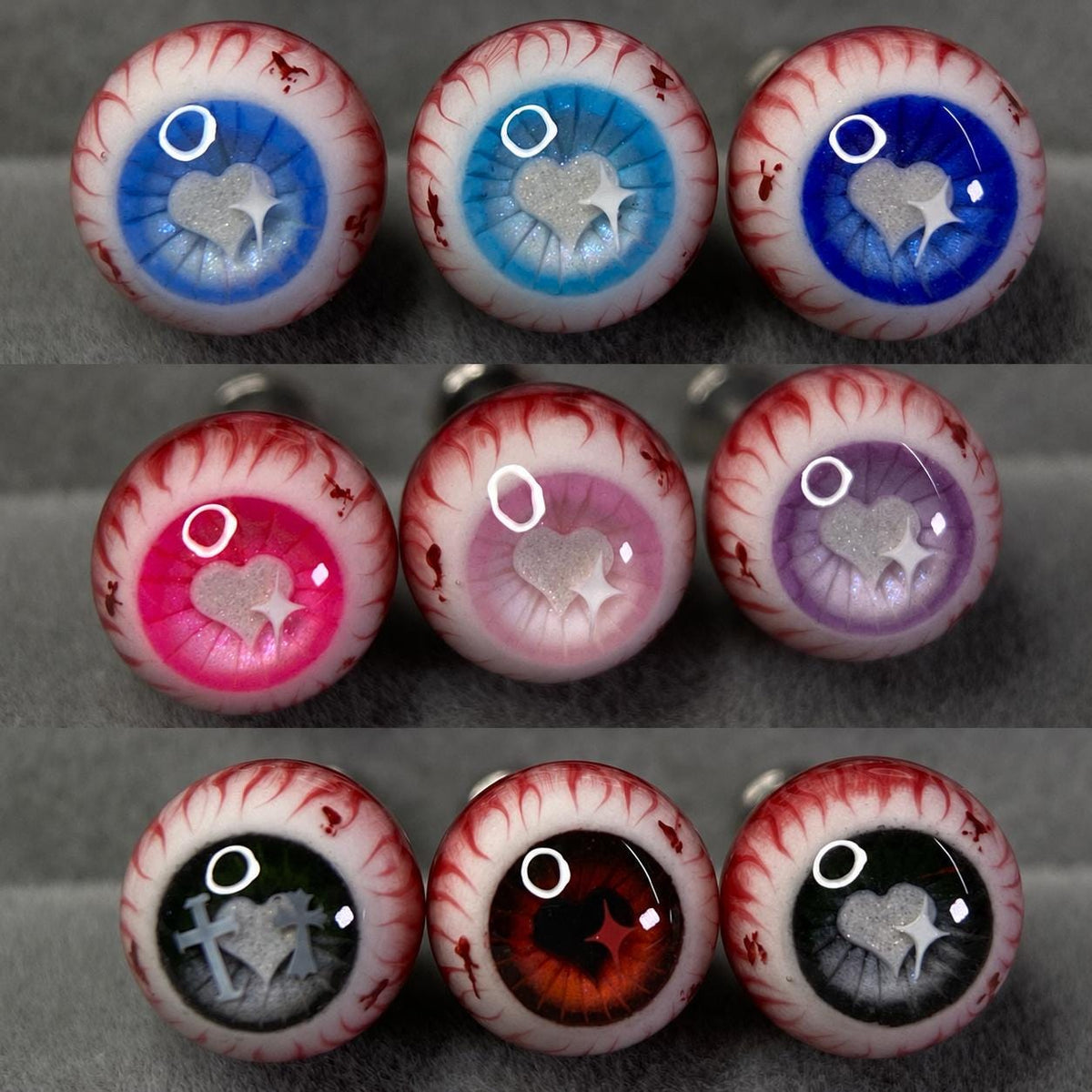 Cthulhu Eye - Sacred Heart Cross | Ear/Tongue/Lip Titanium Studs