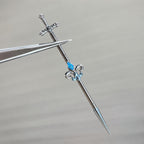 Fleur-de-Lis Sword industrial barbell detail 6