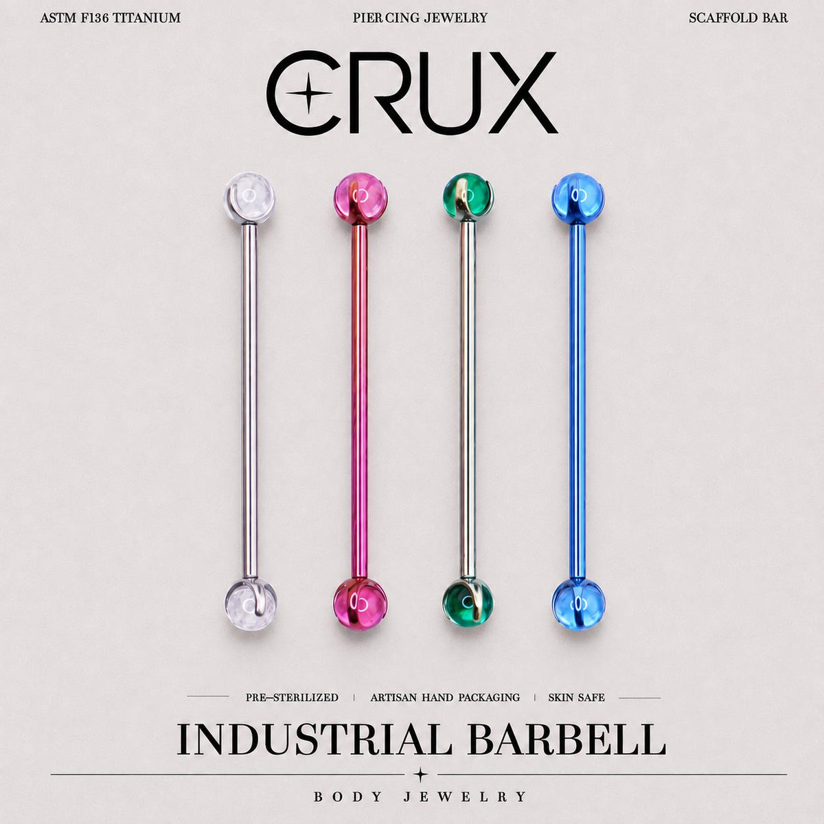 Crystal Sphere F136 Titanium industrial barbell