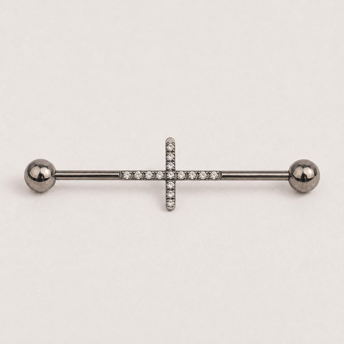 Pavé Cross industrial barbell detail 7