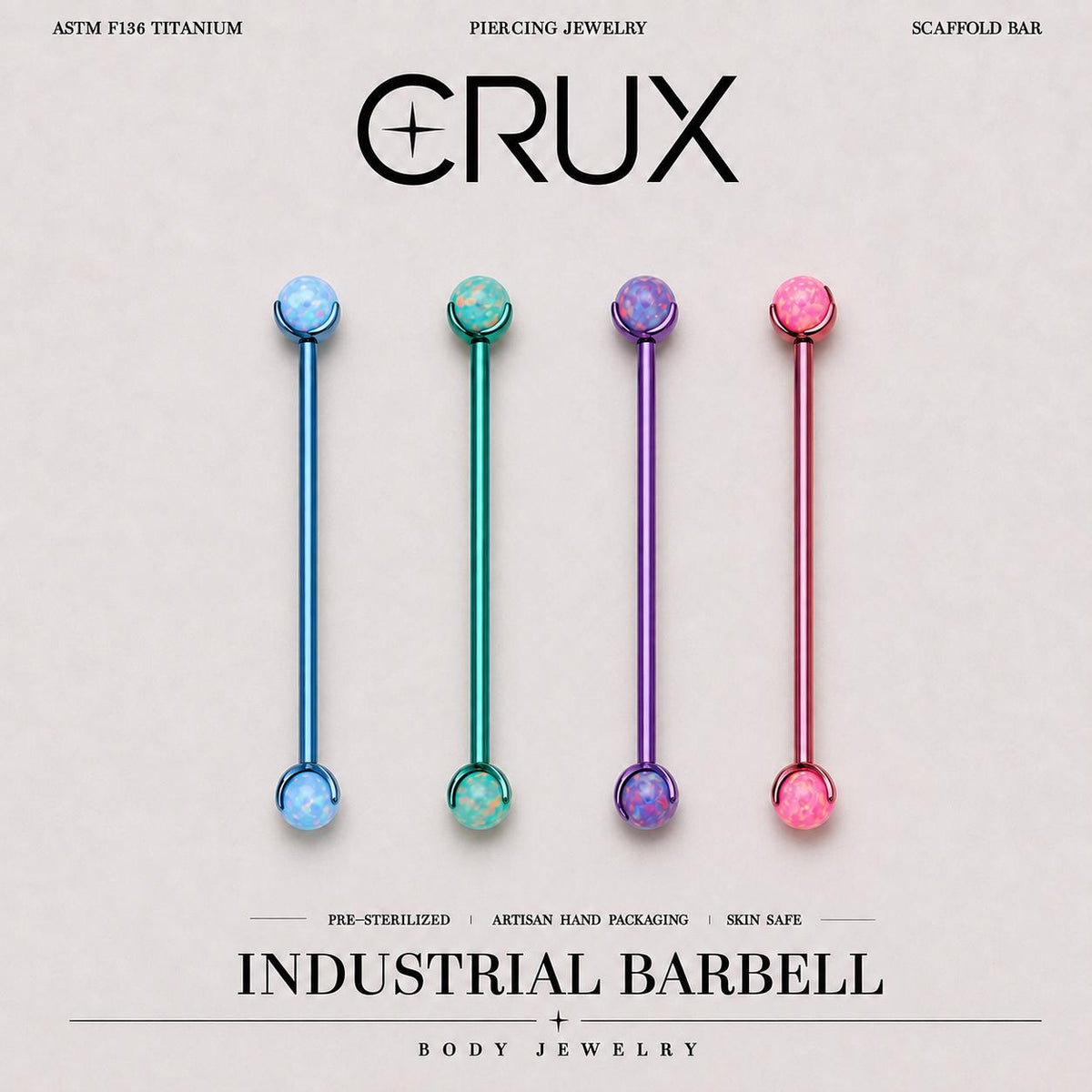 Aurora Opal F136 Titanium industrial barbell