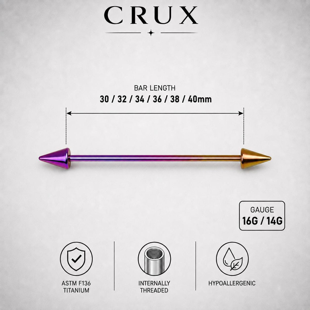 Gradient Ball & Spike industrial barbell detail 17