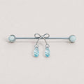 Ribbon Bow Crystal industrial barbell detail 3