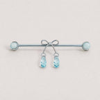 Ribbon Bow Crystal industrial barbell detail 3