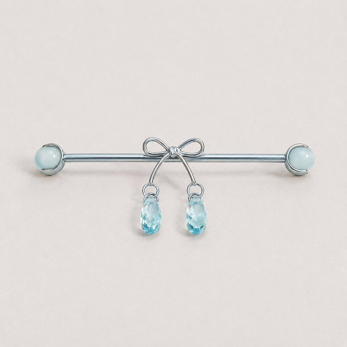 Ribbon Bow Crystal industrial barbell detail 3