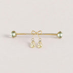 Ribbon Bow Crystal industrial barbell detail 5