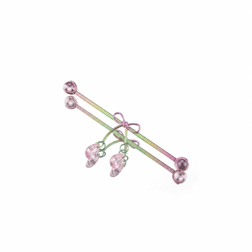 Ribbon Bow Crystal industrial barbell detail 9