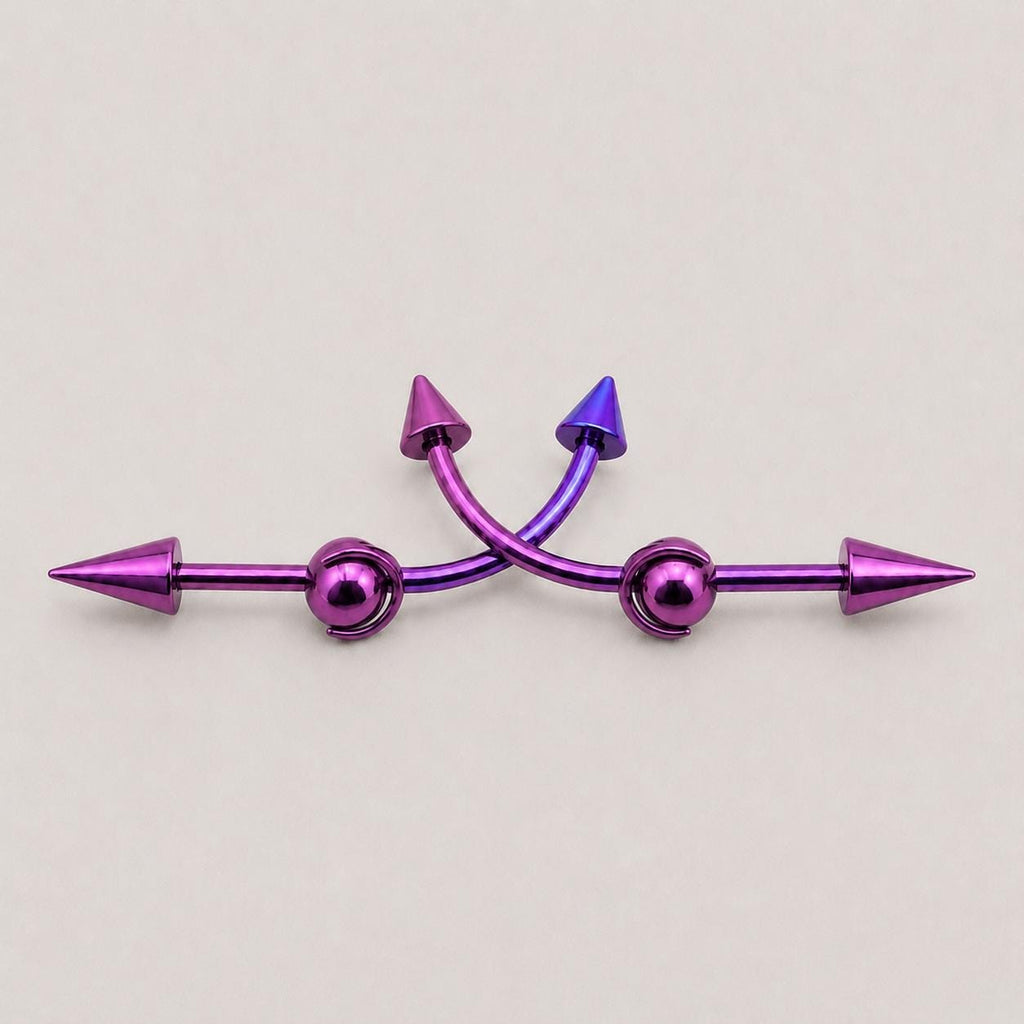 Double Spike industrial barbell detail 9