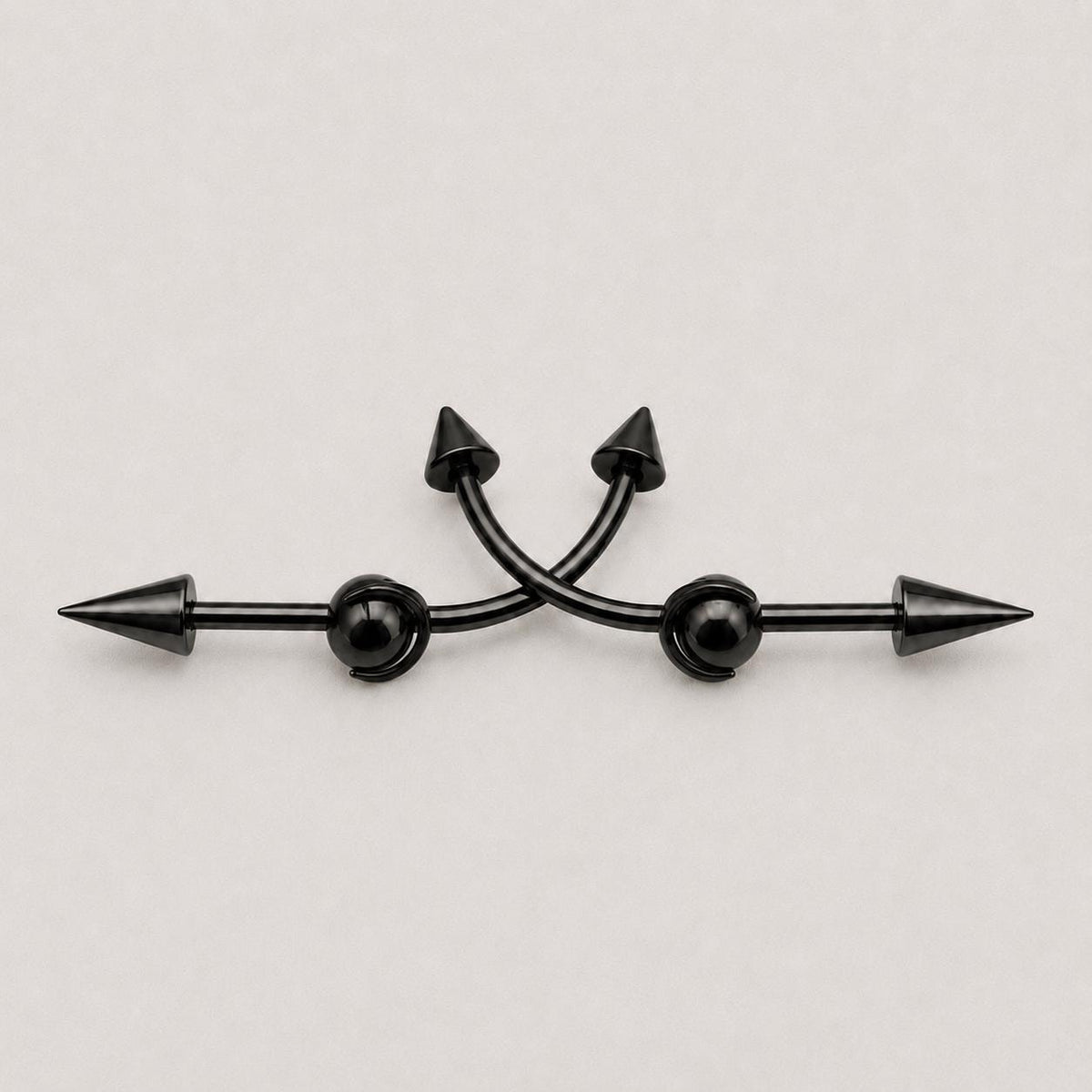 Double Spike industrial barbell detail 10