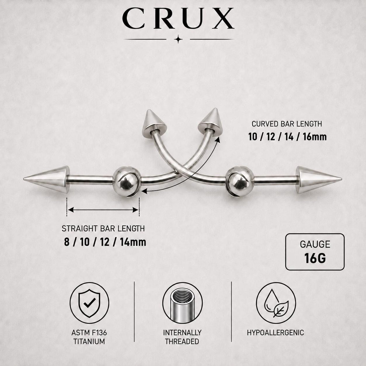 Double Spike industrial barbell detail 14