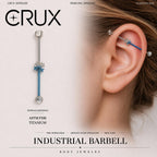 Fleur-de-Lis Crystal F136 Titanium industrial barbell