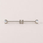 Fleur-de-Lis Crystal industrial barbell detail 7