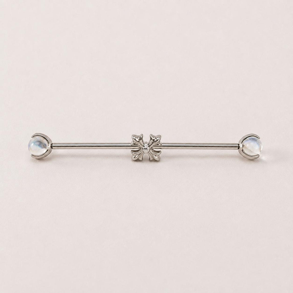 Fleur-de-Lis Crystal industrial barbell detail 7