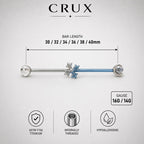 Fleur-de-Lis Crystal industrial barbell detail 9