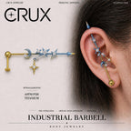 Triple Moon Crystal F136 Titanium industrial barbell