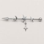 Triple Moon Crystal industrial barbell detail 8