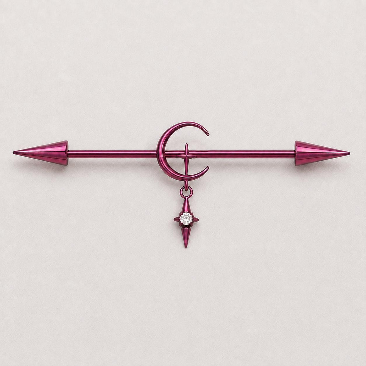 Crescent Moon Chain industrial barbell detail 3