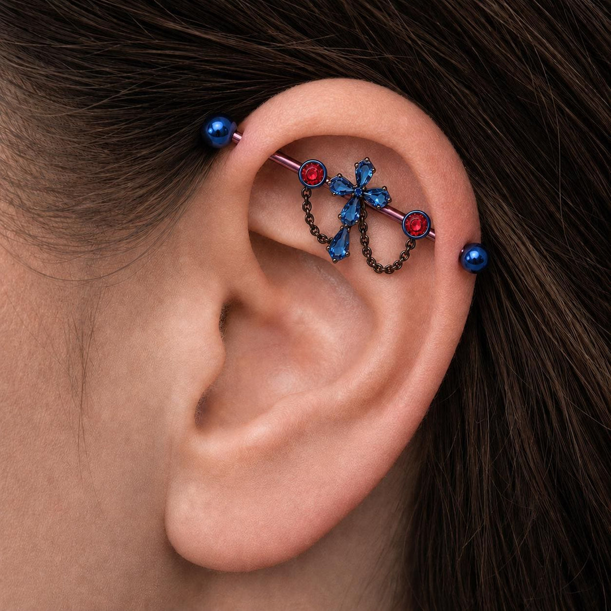 Cathedral Cross Chain industrial barbell detail 2