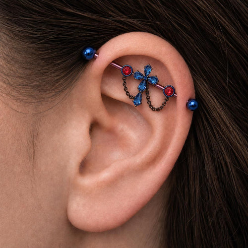 Cathedral Cross Chain industrial barbell detail 2