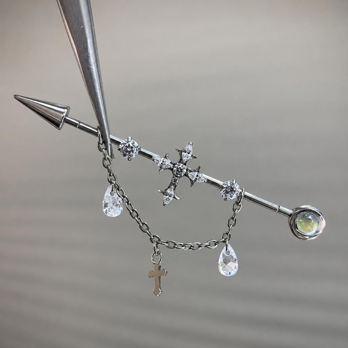 ETSY 4549531892 | IMAGE 3 | Vesper Cross Chain Titanium Industrial Barbell