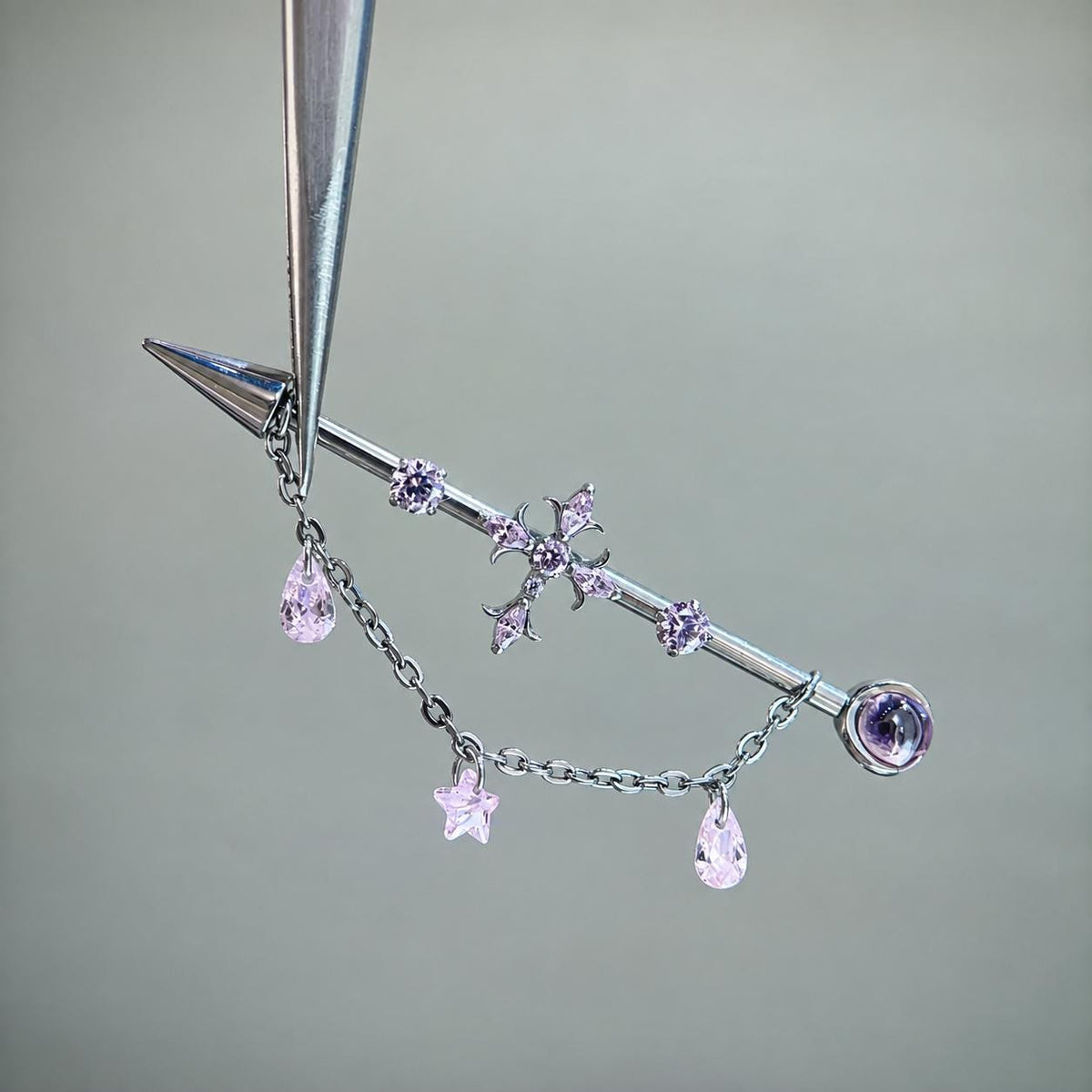 ETSY 4549531892 | IMAGE 4 | Vesper Cross Chain Titanium Industrial Barbell
