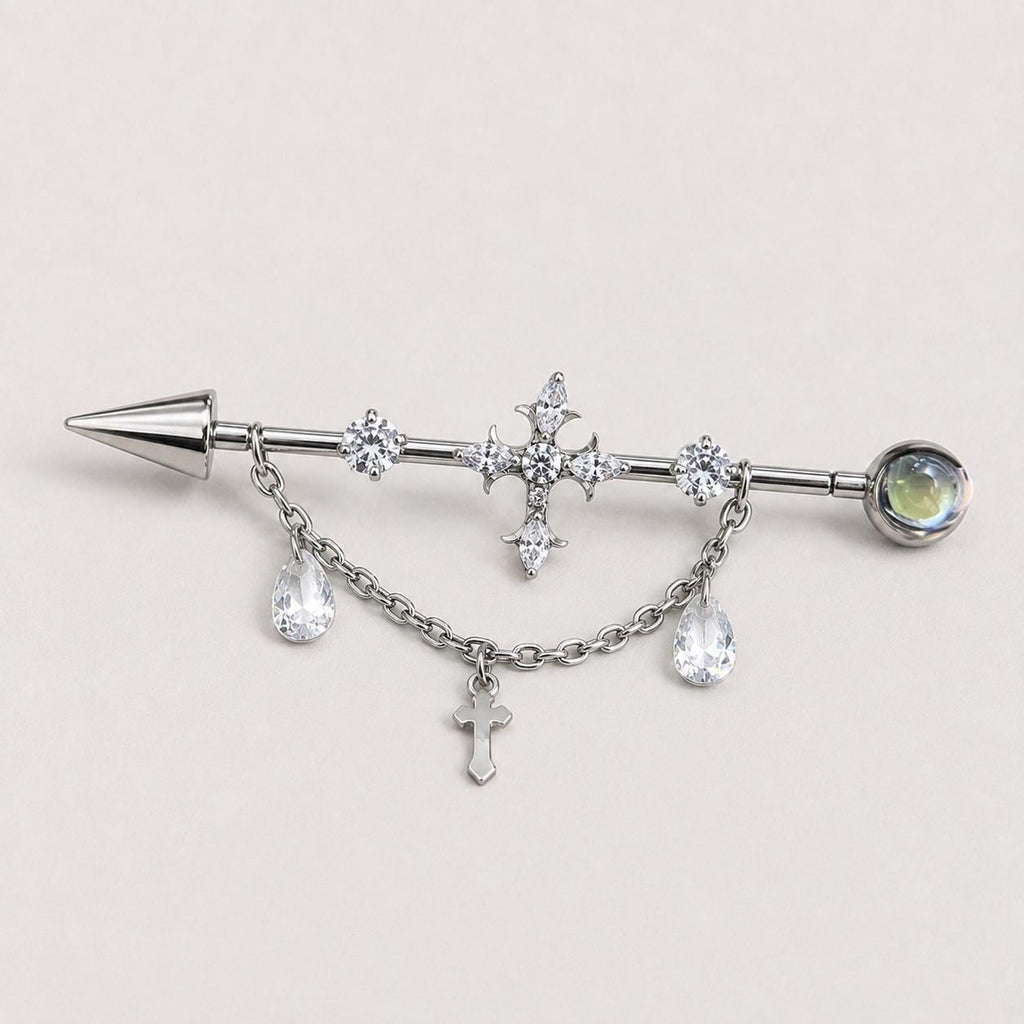 ETSY 4549531892 | IMAGE 7 | Vesper Cross Chain Titanium Industrial Barbell