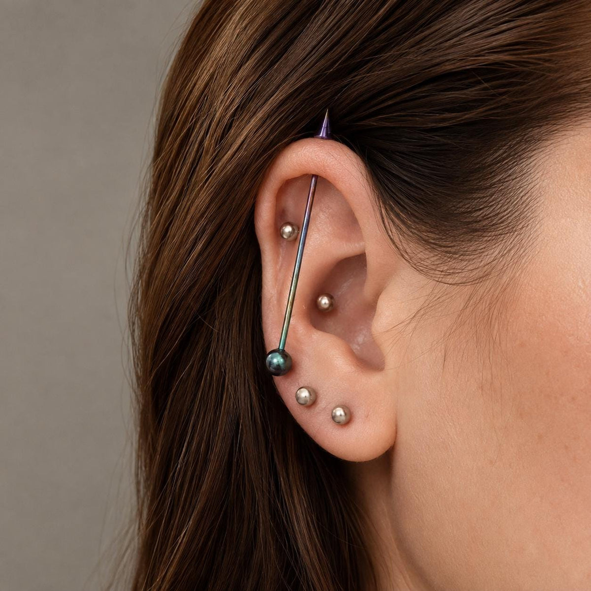 ETSY 4550754712 | IMAGE 2 | Offset Geometric Titanium Industrial Barbell