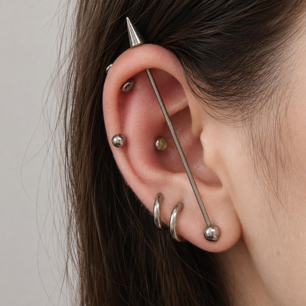 ETSY 4550754712 | IMAGE 3 | Offset Geometric Titanium Industrial Barbell
