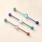ETSY 4550812342 | IMAGE 3 | Prong-Set CZ Titanium Industrial Barbell