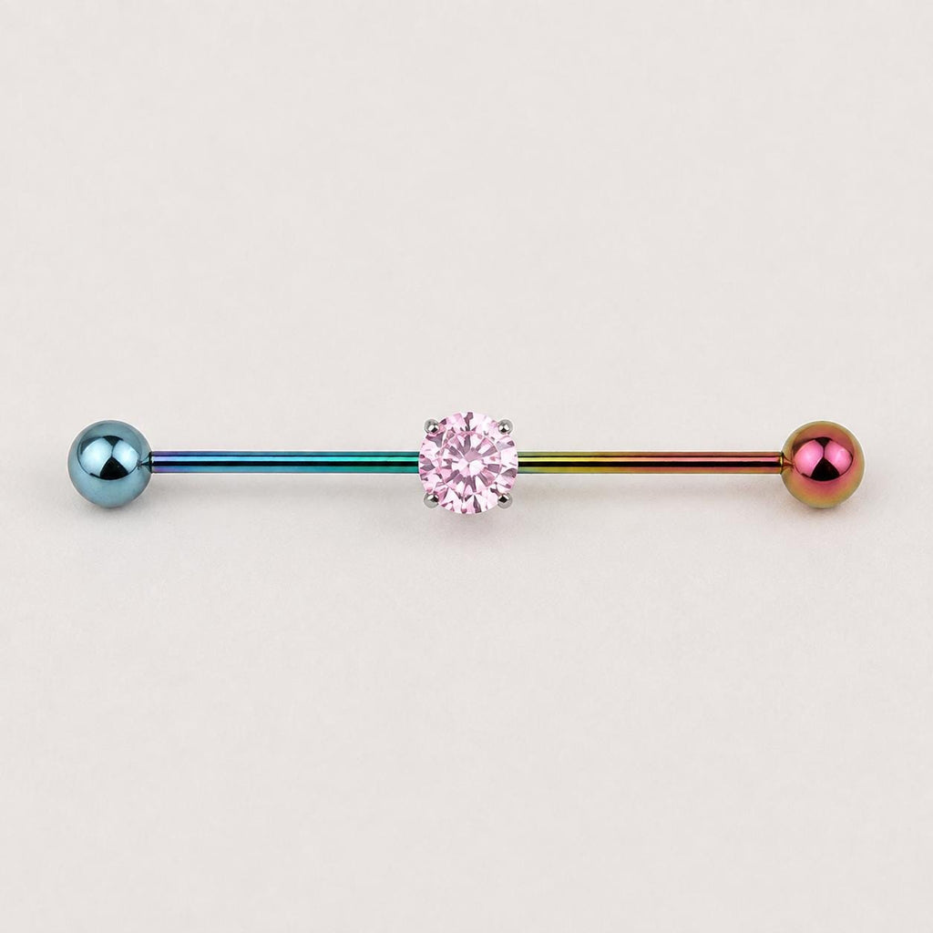 ETSY 4550812342 | IMAGE 5 | Prong-Set CZ Titanium Industrial Barbell