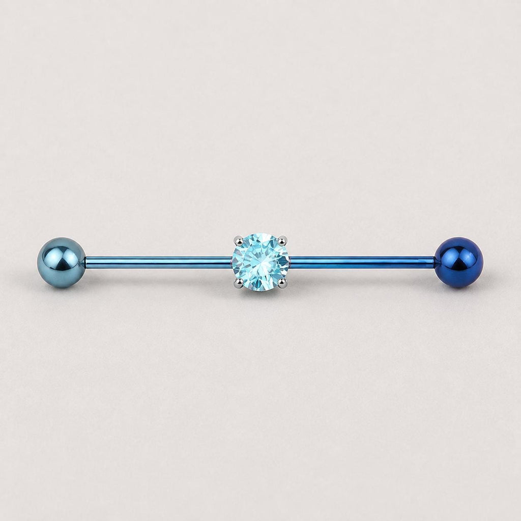 ETSY 4550812342 | IMAGE 6 | Prong-Set CZ Titanium Industrial Barbell