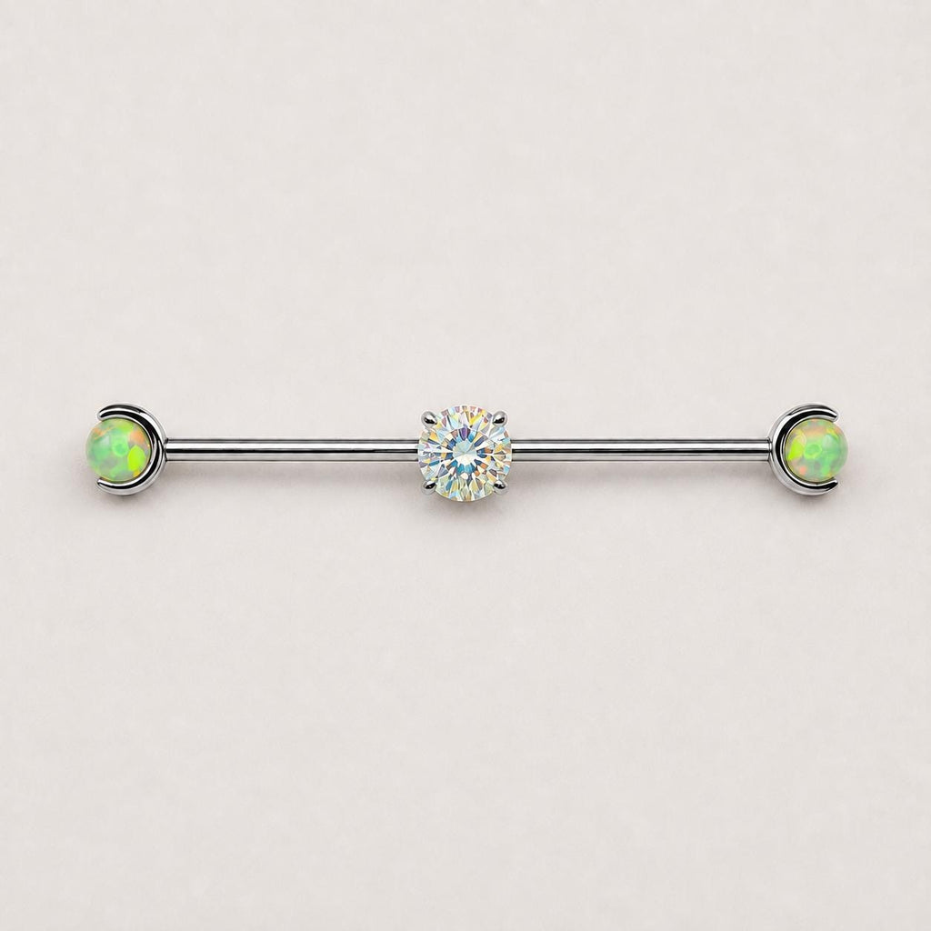 ETSY 4550825854 | IMAGE 10 | Opal Crystal Titanium Industrial Barbell