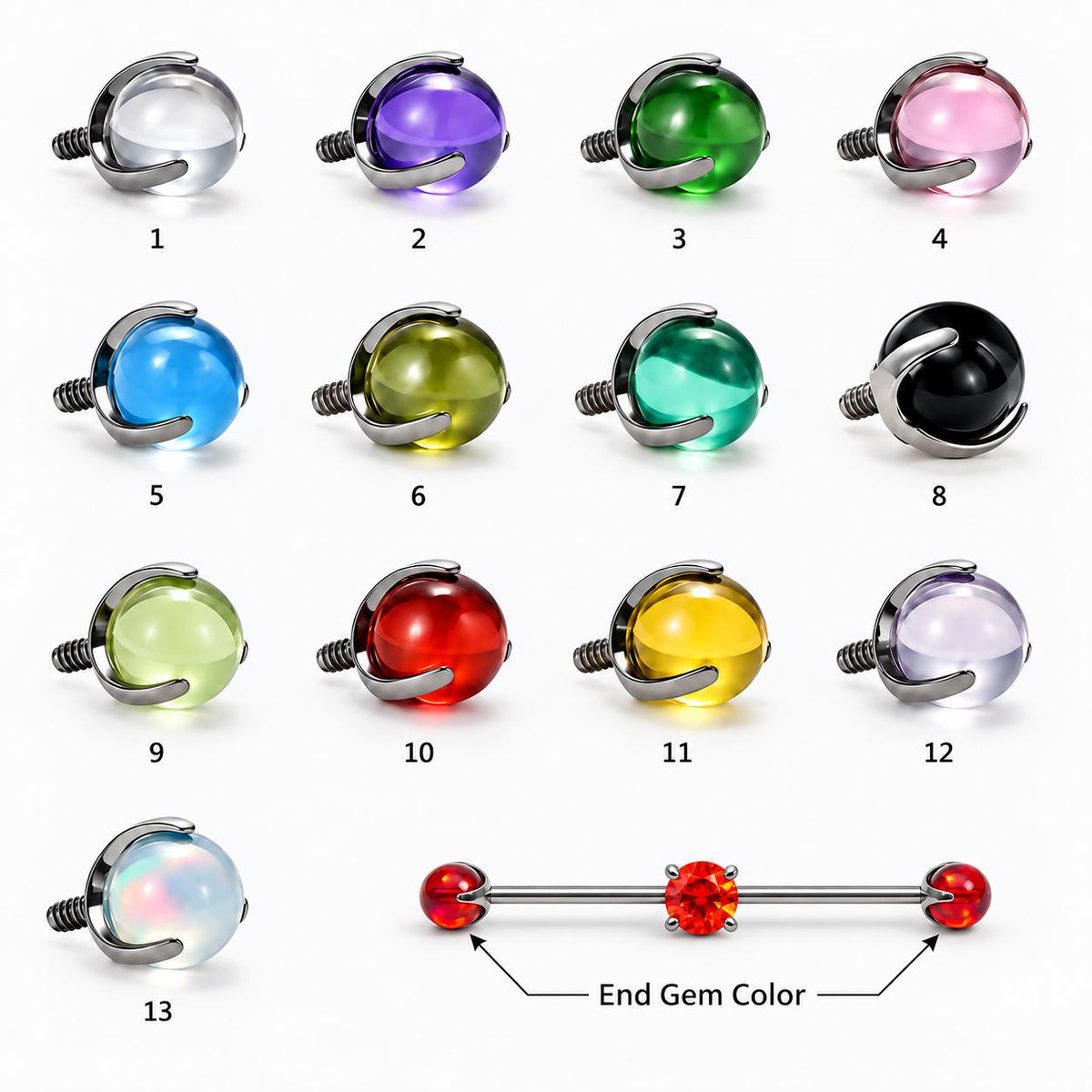 ETSY 4550825854 | IMAGE 11 | Opal Crystal Titanium Industrial Barbell