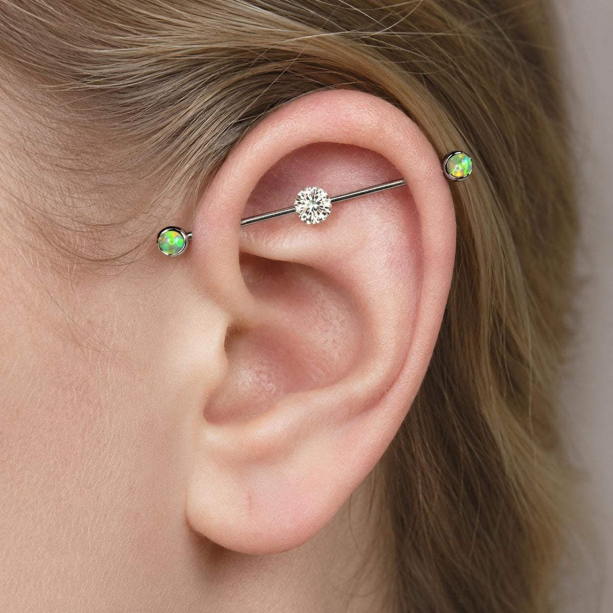 ETSY 4550825854 | IMAGE 2 | Opal Crystal Titanium Industrial Barbell