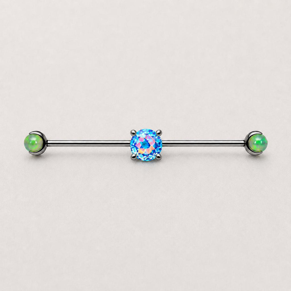 ETSY 4550825854 | IMAGE 7 | Opal Crystal Titanium Industrial Barbell