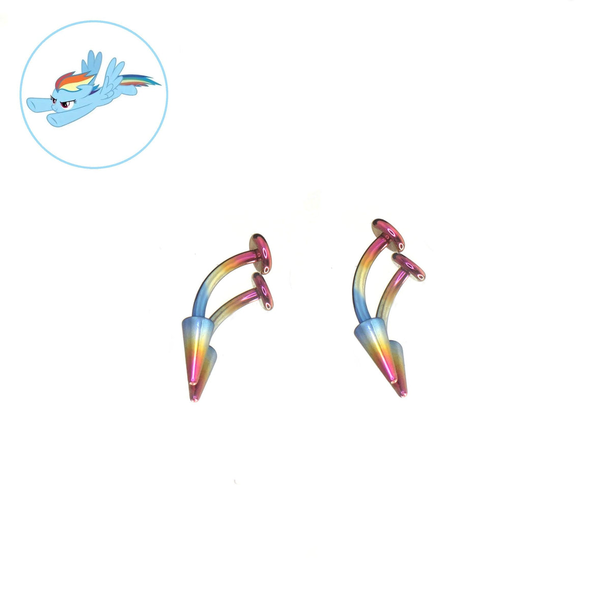 Rainbow Dash Vampire Fang Curved Barbell in ASTM F136 Titanium